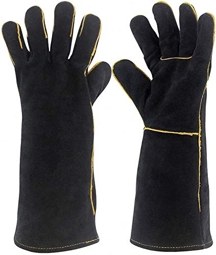 QQX Guantes de Soldador de Estilo Deportivo 16 IN Guantes Largos, Seguros y duraderos, Guantes de Soldadura Resistentes al Calor, Mitones for soldadores/Chimenea/Camping/Cocina/Jardinería