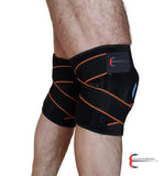 Manta Raya Knee Pad Elastica Ajustable con Gel (Negro con Naranja)