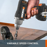 WORX WX911L 20V Controlador de impacto inalámbrico, taladro/controlador, sierra de calar AXIS de corte de precisión y 2 baterías recargables PowerShare Kit combinado