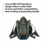 3M Rugged Comfort Quick Latch Half Facepiece Reusable Respirator 6503QL/49492, Large, Gray/Teal