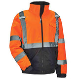 Chaqueta bomber reflectante de alta visibilidad, parte inferior negra, compatible con ANSI, Ergodyne GloWear 8377