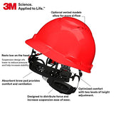 3M - Casco de seguridad SecureFit H-705SFR-UV, rojo, sin ventilación, con sensor Uvicator, suspensión de trinquete de difusión de presión de 4 puntos, ANSI Z87.1