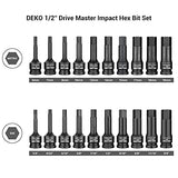 DEKOPRO Juego de brocas hexagonales de impacto de 1/2", destornillador hexagonal, 20 piezas, acero Cr-Mo, SAE/Metric, 1/4" - 3/4", 6 mm - 19 mm, cumple con los estándares ANSI, marcas de doble tamaño, estuche de almacenamiento resistente