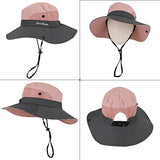 AUTOWT Sombreros de Sol para Mujeres, Mujer Agujero de Cola de Caballo Sombrero Cubo ala Ancha Algodón Sombreros Sol de Verano ala Ancha Protección Solar UV Gorra Ajustable Pesca en la Playa Sombrero