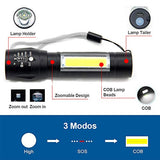 EASYTAO Linterna LED Recargable Paquete de 2, Lampara Tactica con Luz de XPE+COB Flashlight Portátil, Lampara Led con 5 Modos de Luz