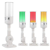 Luces de pila de torre de señalización LED, columna de luz de señal industrial de 3 colores Luz de alarma LED, indicador de luz continua redonda plegable, con zumbador, 24 V