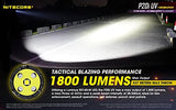 Nitecore P20i UV (P20iUV) Linterna LED recargable USB-C con funda y celda de alta capacidad de 4000 Mili Amp - 1800 lúmenes