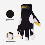 Handlandy - Guantes de trabajo de cuero para hombre y mujer, guantes de trabajo de piel de cabra de primera calidad, flexibles y con agarre para jardín (XL)