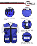 RODE UNIFORMES Chaleco de Seguridad Industrial, para brigadista o de Trabajo, Alta Visibilidad con reflejante plastificado (Azul Rey)