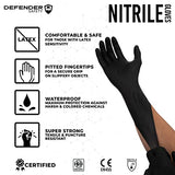 Defender Safety - Guantes de nitrilo negro, grado industrial, sin látex, desechables, sin polvo (negro) (grandes, 100 unidades (3.5 mil)