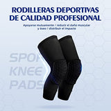 BNFU Protector de Rodilla，Rodilleras Acolchadas ，Rodilleras Voleibol con Forma de Panal de Abeja y Antideslizantes para Baloncesto, Voleibol, Levantamiento de Pesas y más - Par de Manguitos