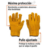 Truper GU-245, Guantes de carnaza, usos generales, puño ajustado, corto