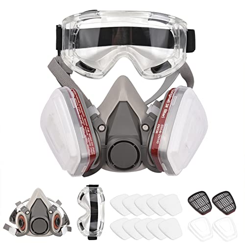 Facemoon Mascarilla antipolvo, protección respiratoria para polvo fino,  máscara de protección respiratoria con filtro, media máscara con gafas de