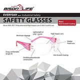 BISON LIFE Lentes de seguridad transparentes color rosa, 12 pares de lentes protectores, lentes de policarbonato resistentes a los impactos