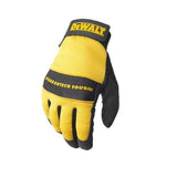 DEWALT Guante de trabajo multipropósito con palma de cuero sintético, dorso de elastano y cierre de velcro Negro y amarillo/Negros