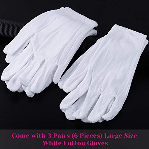 6 pares de guantes de algodón blanco para mujer, guantes de tela, Manos  secas