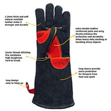 APEXSAFE Guantes de soldadura de forja de cuero, resistentes al calor y al fuego, guantes para Tig, Mig, barbacoa, horno, parrilla, chimenea, hornear, horno, estufa, soporte de ollas, soldador, guante de manejo de animales. Negro - 16 pulgadas