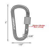 STURME Carabiner Clip 3“ Aluminum D-Ring Locking Durable Strong and Light Large Carabiners Clip Set for Outdoor Camping Screw Gate Lock Hooks Spring Link Improved Design Pack (Gunmetal)