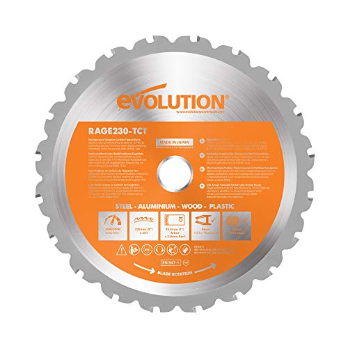 Evolution Power Tools RAGE230BLADE 9-Inch Multipurpose Cutting Blade for Steel, Aluminum, Wood With Nails In, and Plastics