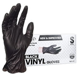 ForPro Guantes de vinilo desechables, color negro, grado industrial, sin polvo, sin látex, no estériles, aptos para alimentos, 2.75 mil. palma, 3.9 mil. dedos, pequeño, 100 unidades