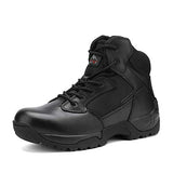 NORTIV 8 Botas de trabajo de seguridad con puntera de acero para hombre, botas tácticas antideslizantes industriales, A-negro, 12 US