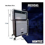 Hantec Combo Caja de Herramientas y Estante Móvil con 9 Cajones fabricando en Metal Color Gris