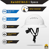 KwikSafety (Charlotte, NC) Casco de tortuga (18 ventilaciones, tapones para los oídos de banda extra para el sudor) ala completa (talla única) casco de seguridad ANSI duro OSHA ligero tipo 1 clase C, color blanco