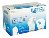 Ambiderm Guante Esteril De Latex Liso Color Blanco Caja con 100 Piezas Talla Mediano