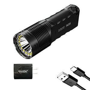 Nitecore TM20K - Linterna LED recargable de 20.000 lúmenes con adaptador de carga de la marca EdisonBright