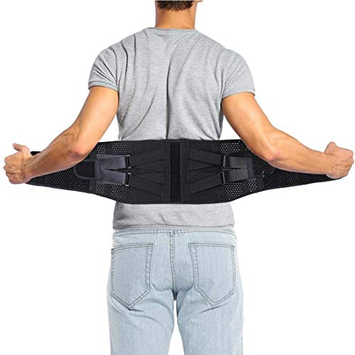 LEIDSANY Soporte lumbar para Hombres y Mujeres, cinturón de faja lumbar con  5 placas de acero para el alivio del dolor de hernia discal, ciática y