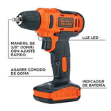 BLACK+DECKER Taladro Atornillador 12V 3/8 Pulgadas Ión de Litio y 12 Accesorios LD12S-B3