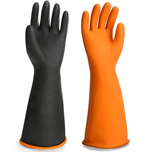 Guantes químicos resistentes EnPoint de 17.7 pulgadas, de látex natural, guantes de protección industrial, reutilizables, guantes de trabajo de seguridad, resistentes al agua, aceite y líquidos con agarre antideslizante, color negro, 1 par