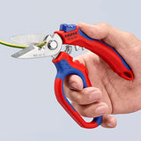 KNIPEX Tools - Tijeras de acero inoxidable 95 05 20 US en ángulo para electricistas, 6-1/4 pulgadas, rojo/azul