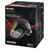 Jackson Safety QUAD500 - Protector facial con visera de soldadura IR Shade 5, trinquete, tinte transparente, revestimiento antivaho, negro, 14230