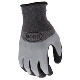 Boss Guantes de trabajo táctiles de doble capa con revestimiento de látex para hombre, resistentes al agua, agarre superior, resistente a desgarros, gris/negro, L (B32021-XL)