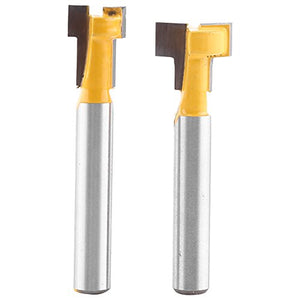 2 unids amarillo T-Slot Carburo Cementado Carpintería Cortador Cnc Router Bit para 3/8 '' y 1/2 '' Cutting Edge 1/4 '' Shank