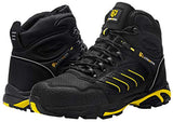 LARNMERN Botas de punta de acero a prueba de pinchazos para hombres, indestructibles, cómodas, antideslizantes, antiestáticas, botas de trabajo de seguridad al aire libre L91185 (31.0 cm, Negro amarillo)