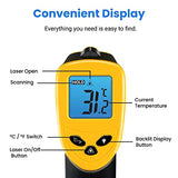 Etekcity Lasergrip 1080 Termómetro pistola de temperatura infrarrojo láser digital sin contacto, -58 ℉ ~ 1022 ℉ (-50 ℃ ～ 550 ℃), Amarillo y Negro