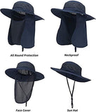 KAMYSEN Protector Gorro Pescador Anti-UV UPF50+,con Solapa,de ala Ancha,Gorra Pesca Solar ala Ancha Transpirable Multiusos con Velo y Mosquitera Protección Cuello Al Aire Libre