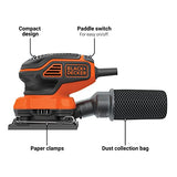 BLACK+DECKER BDEQS300 Lijadora orbital de 1/4 hojas con interruptor de paleta Actuati