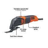 BLACK+DECKER Multiherramienta oscilante, velocidad variable, 2.5 amperios (BD200MTB)