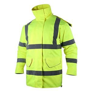 Chaqueta de seguridad reflectante de alta visibilidad para hombre, impermeable, clase 3 ANSI, forro acolchado (amarillo, 5XL)