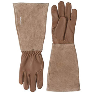 AmazonBasics Leather Gardening Gloves with Forearm Protection, Brown, XL