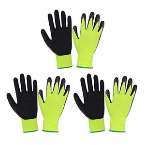 3 pares de guantes de jardinería para niños de 2 a 13 años, guantes de jardín con revestimiento de goma para niños y niñas, guantes de agarre de jardín para niños (talla 6 (edad 11 a 13 años), color verde