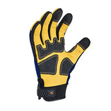 Vgo - 1 par de guantes de trabajo de cuero de seguridad, guantes de mecánicos, guantes antivibración, guantes Riger, resistencia a la abrasión, parches en la palma (talla L, azul, PA7726)