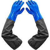 Haiou Guantes de PVC resistentes a los químicos, guantes de goma largos, guantes impermeables largos y guantes impermeables resistentes para trabajos químicos y ácidos, 25 pulgadas, L (azul)