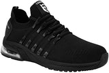 LARNMERN Zapatos deportivos de acero con amortiguación de aire para hombre, zapatos de trabajo de seguridad, cómodos, ligeros, antideslizantes, transpirables, zapatos de tenis de seguridad indestructibles, calzado de construcción industrial, Negro, 7.5 US