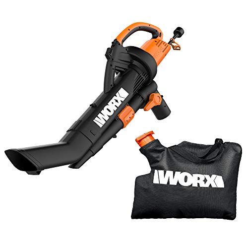 Worx WG509 TriVAC - Soplador eléctrico de Hojas 3 en 1 de 12 amperios con Sistema de Acolchado de Metal