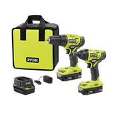 Combo Pack 2 Ryobi Taladro Destornillador de Impacto 18 V Modelo P1817 - Inalámbrica - Acero - Mate - luz LED