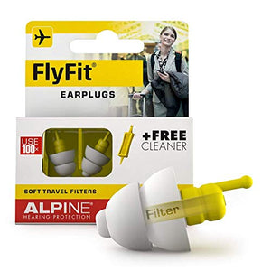 Alpine FlyFit Tapones para los oídos para avión - Regulan la presión del aire para prevenir el dolor de tímpano - Filtros suaves diseñados para viajar - Hipoalergénico cómodo - Tapones reutilizables